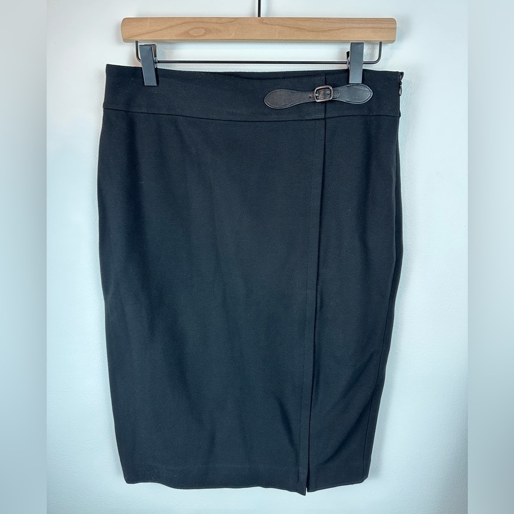 ANN TAYLOR Black Career Pencil Skirt Front Zipper Slit | Size 6 - Picture 1 of 10
